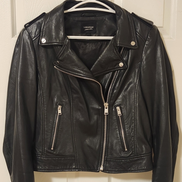 Lamarque Jackets & Blazers - LAMARQUE Dark Leather Biker Jacket